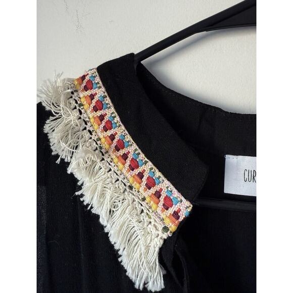 Anthropologie Current Project Dress Women’s L Black Pleated Embroidered Ruffle - Picture 3 of 7